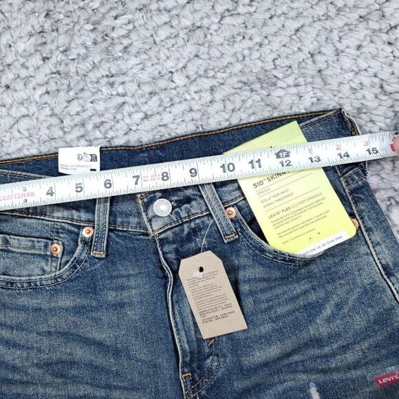 Levi's 510 Skinny Flex Stretch Jeans Ripped Distressed Blue Men's Size 29 x 30 - Picture 10 of 12